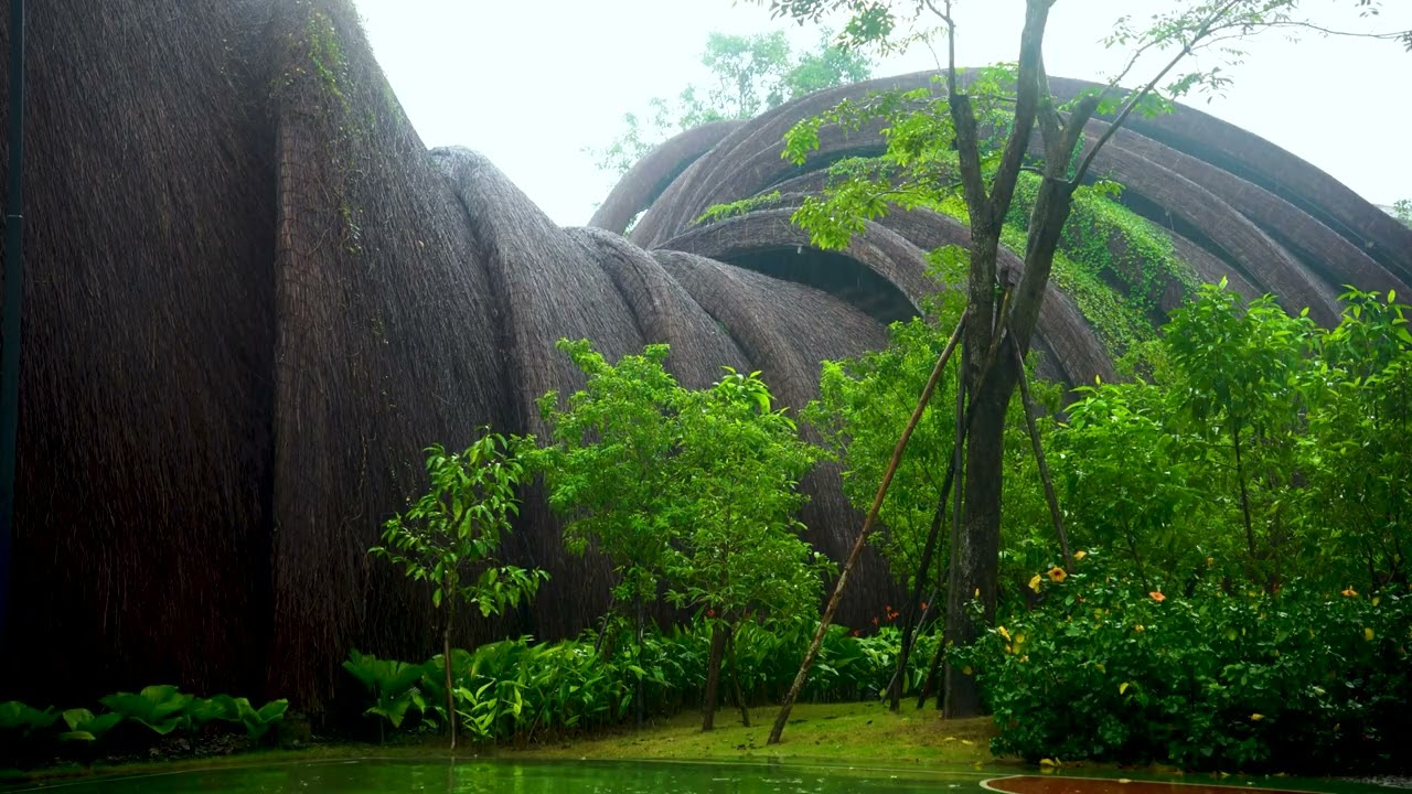 Heavy rain on the thatched house - White Noise For Deep Sleep, Relax - Best Rain Sounds For Sleeping