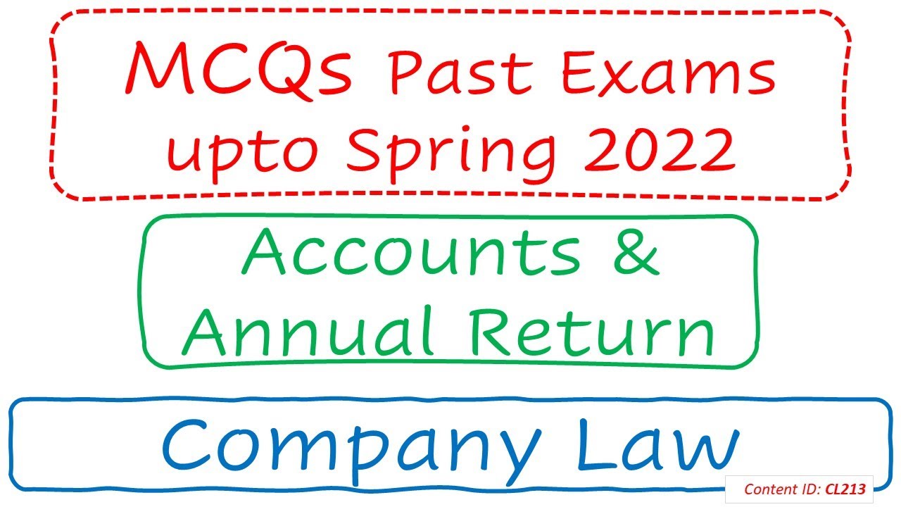 MCQs Past Exams up to Spring 2022 | Accounts and Annual Return | Company Law (CL213)
