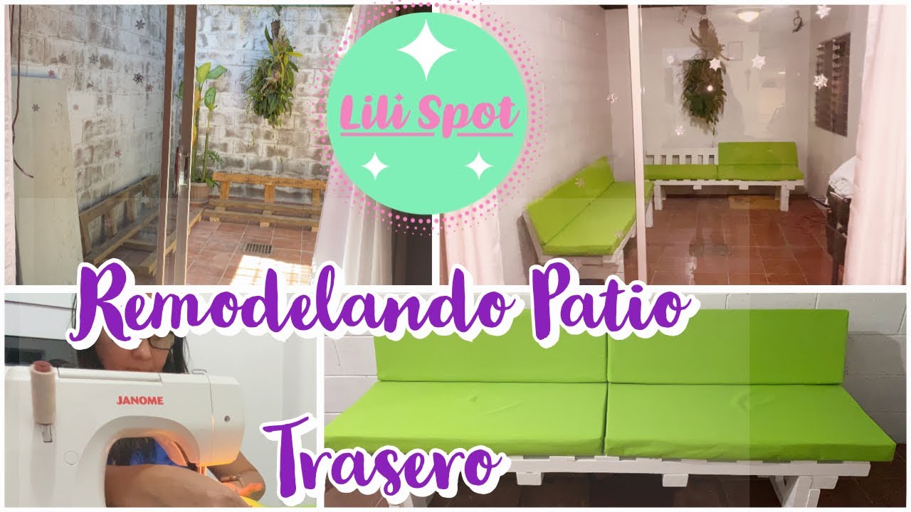 Remodelacion de patio trasero | Decoración | Bancas con Pallets tarimas | forros fáciles para cojin