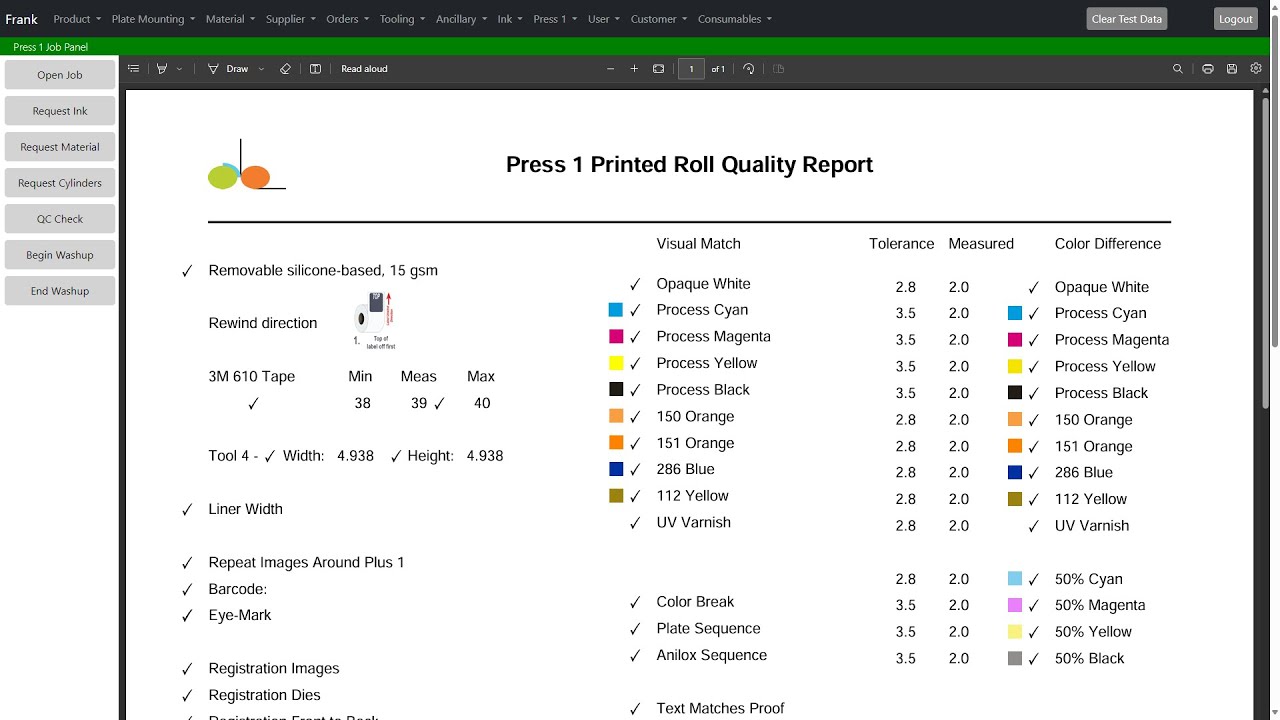 Quality Checks at Press