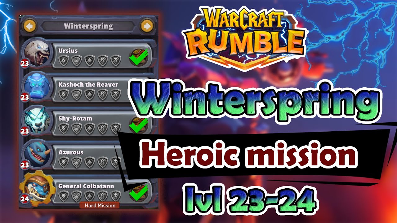 Winterspring [Heroic mission] lvl 23-24 **ALL 25 KILLS with Avg Lvl. 19-20** | Warcraft Rumble