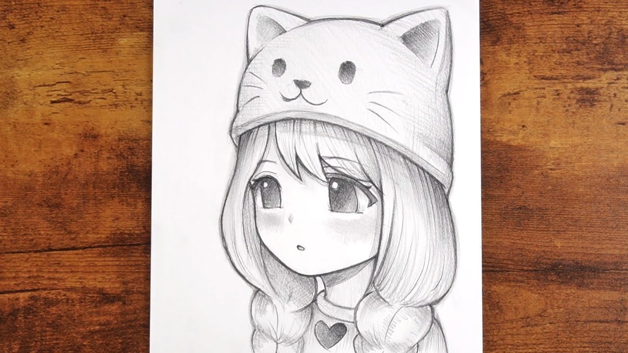 Drawing the Cute Cat Hat Girl again! Easy 3/4 View Anime Tutorial
