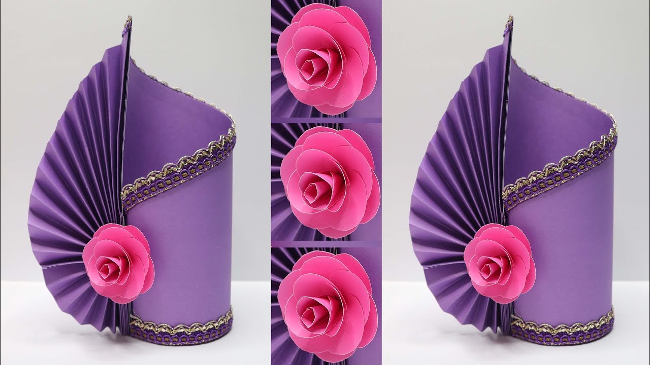 Vas Bunga Cantik dari KERTAS ! Mudah banget ! Paper flower vase diy ideas