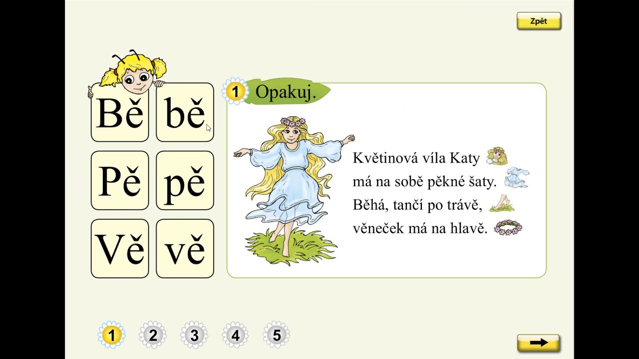 Slabiky BĚ, PĚ, VĚ (básnička), SLABIKÁŘ 2, str. 50, cv.1