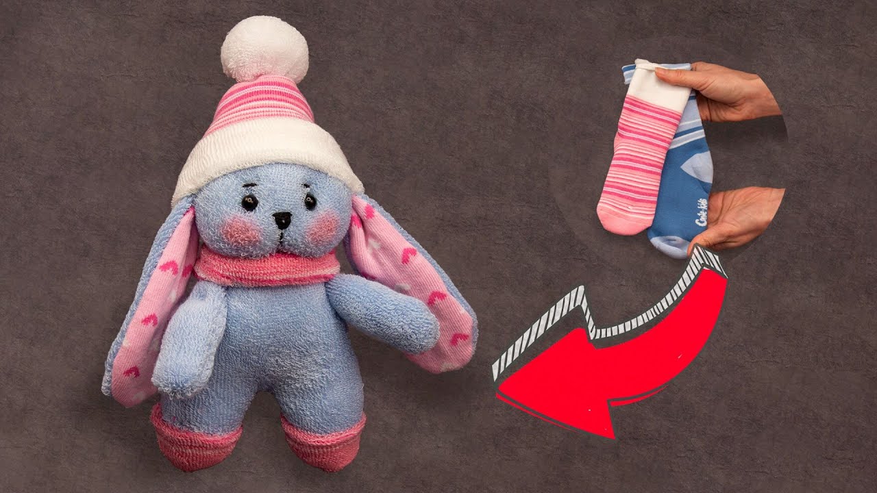 Кукла зайка из носков без швейной машинки - игрушка своими руками очень просто!