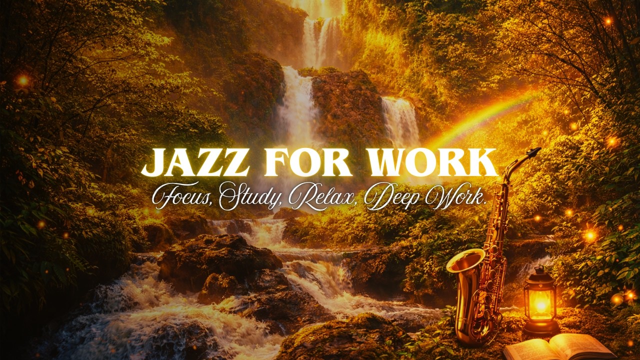 RELAXING LOFI JAZZ 🌿 CALM WATERFALL SOUNDS FOR STUDY WORK RELAX