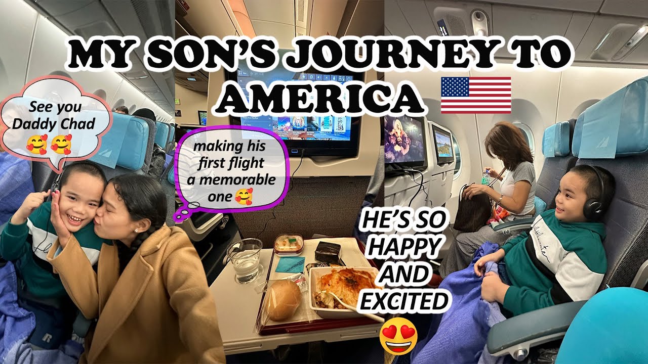 HIS FIRST INTERNATIONAL FLIGHT ✈️ FROM PHILIPPINES 🇵🇭  TO JFK NEW YORK 🇺🇸