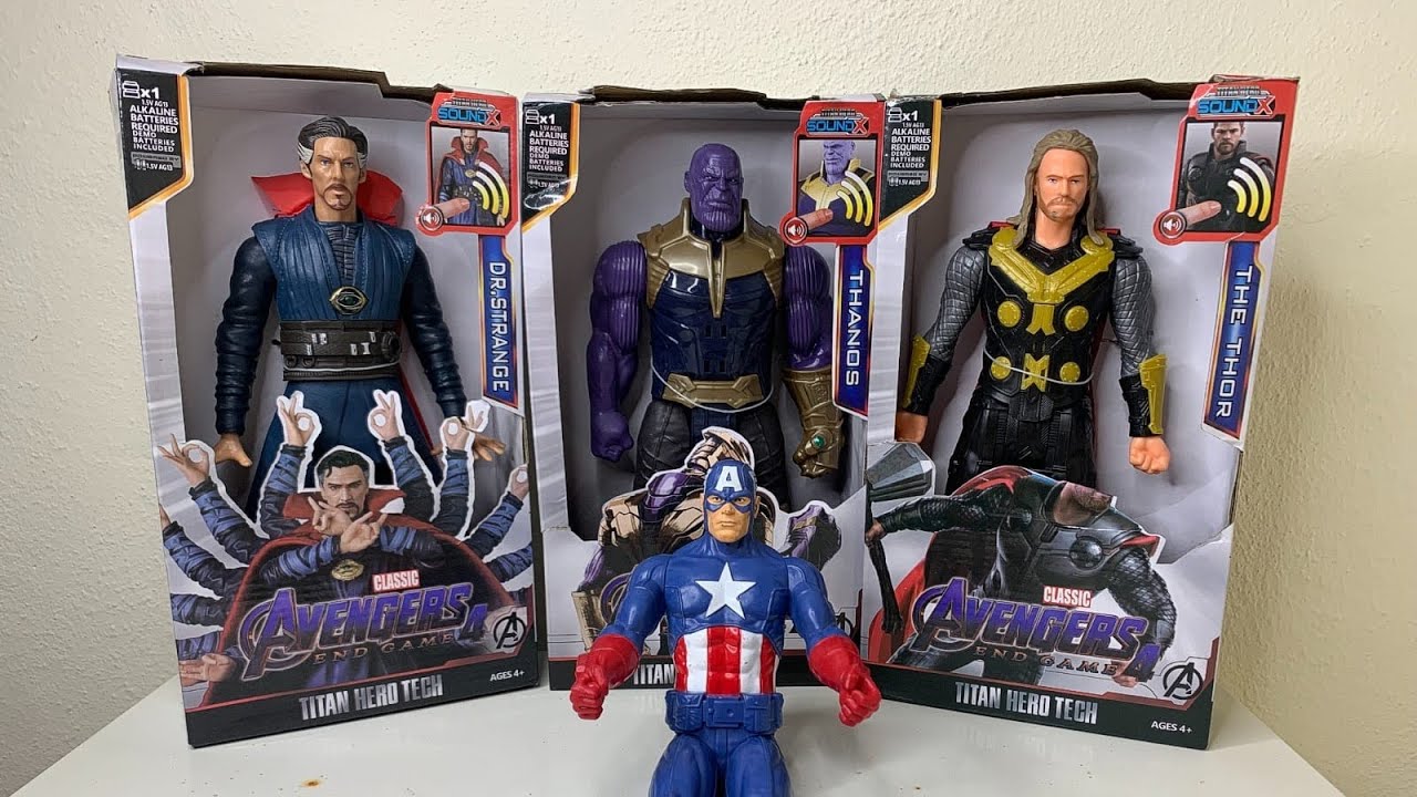 desempacando figuras de marvel juguetes del CAPITAN AMERICA,TANOS,THOR Y DR.STRANGE los vengadores