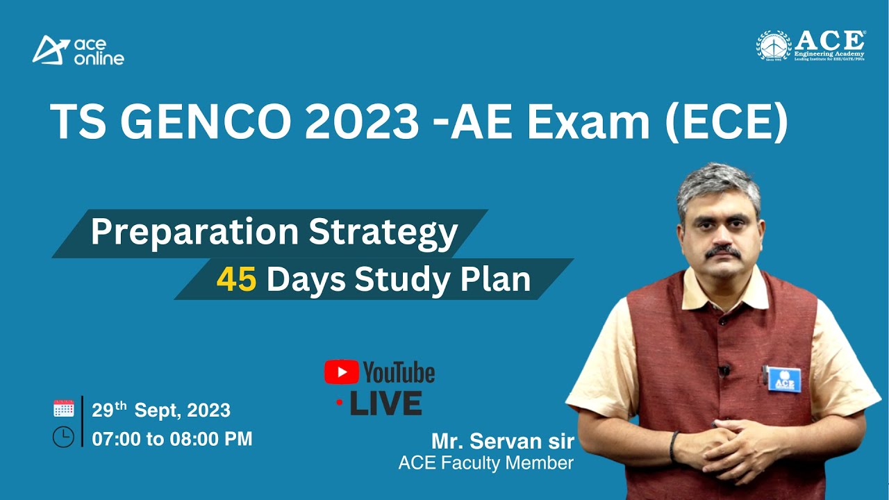 TS GENCO 2023 -AE Exam (ECE) | 45 Days Study Plan | Preparation Strategy | ACE Online Live