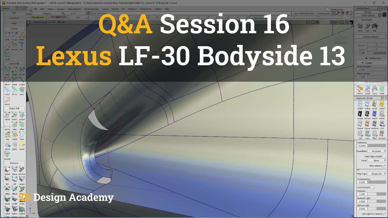 Autodesk Alias Tutorials I Q&A 16 - Lexus LF-30 Bodyside 13