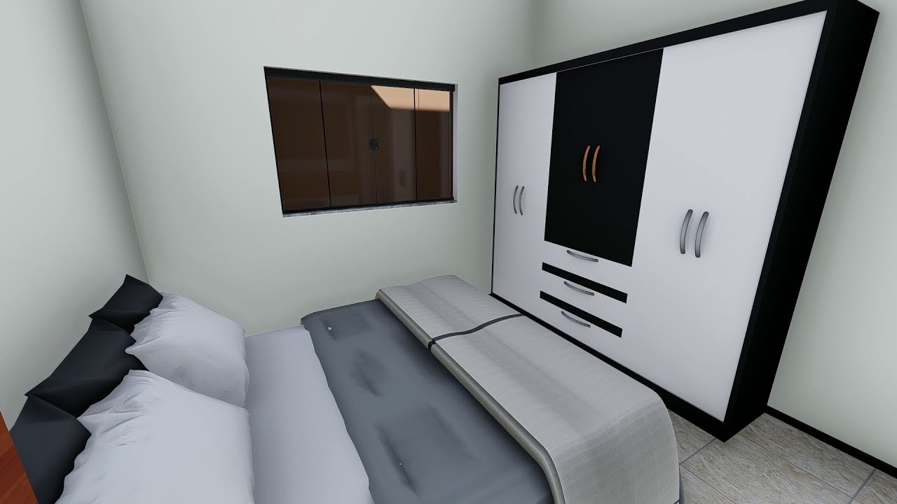 Planta 3D | Linda Casa com 2 Quartos e Su&iacute;te | Arquise