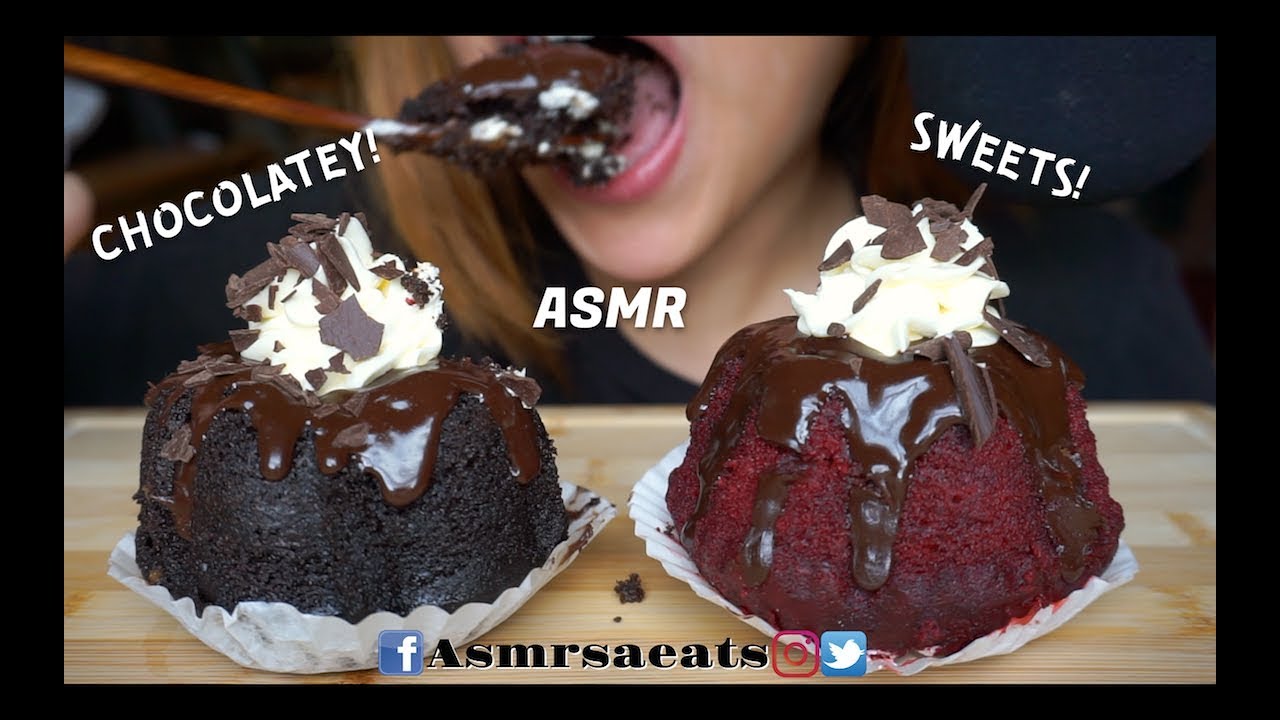 Asmr Chocolate and Red Velvet Lava Cake (Soft Eating Sounds) No talking | Asmr S.A Eats