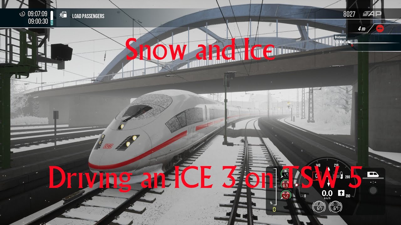 Snow and ICE driving an ICE 3 in a blizzard on TSW5