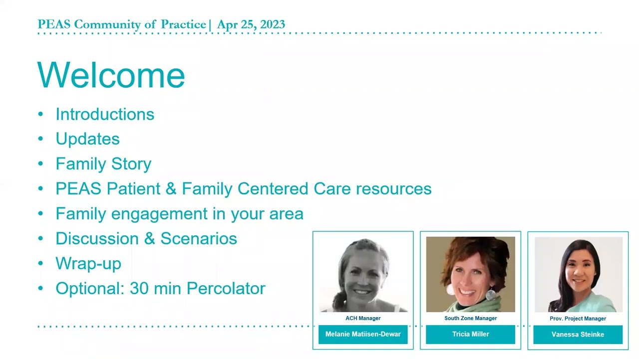 PEAS Community of Practice: Patient & Family Centered Care | April 25, 2023