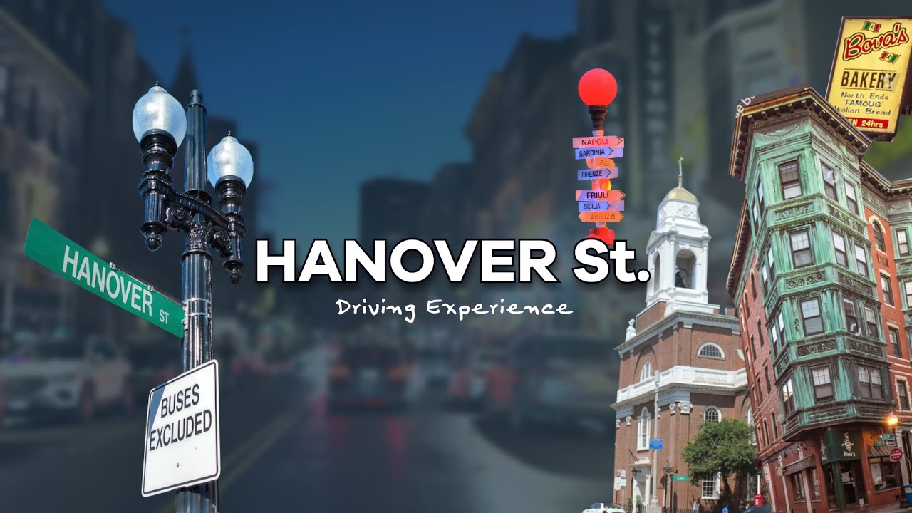 Driving at Hanover Street in Boston | Night Ride