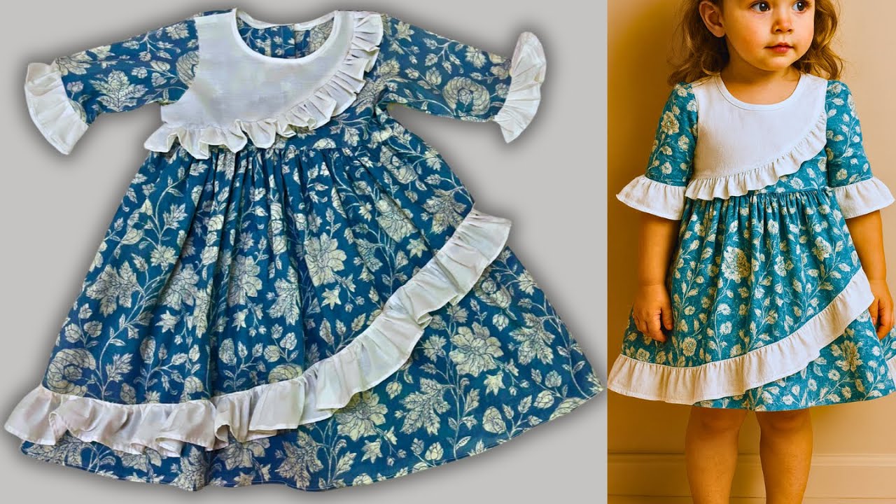 baby frock for 3 to 4 years| yoke baby frock cutting and stitching | baby frock design