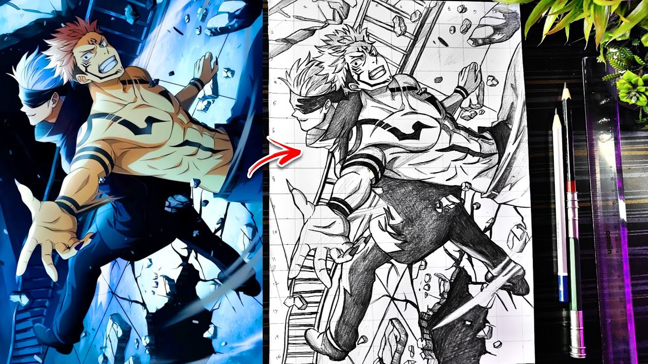 How To Draw Gojo vs Sukuna Fight Scene | Jujutsu Kaisen Drawing |Anime Drawing Step-by-Step Tutorial