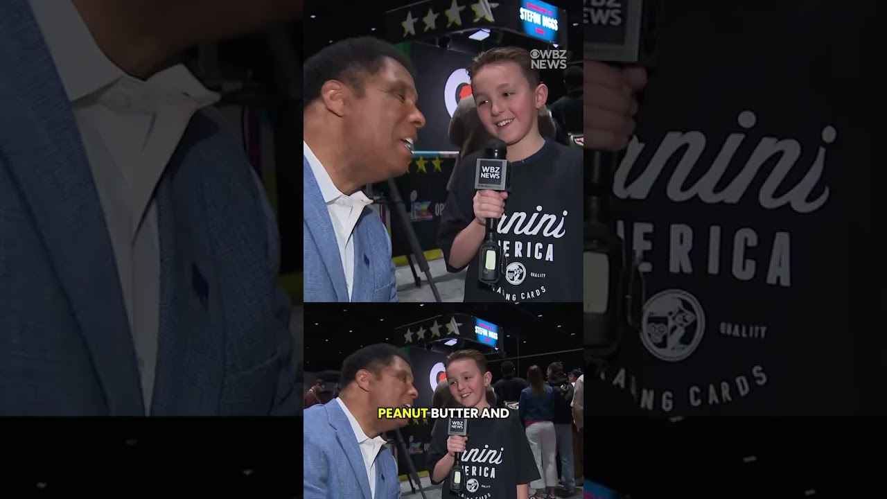 Steve Burton talks with kid reporter from Massachusetts at Super Bowl Opening Night