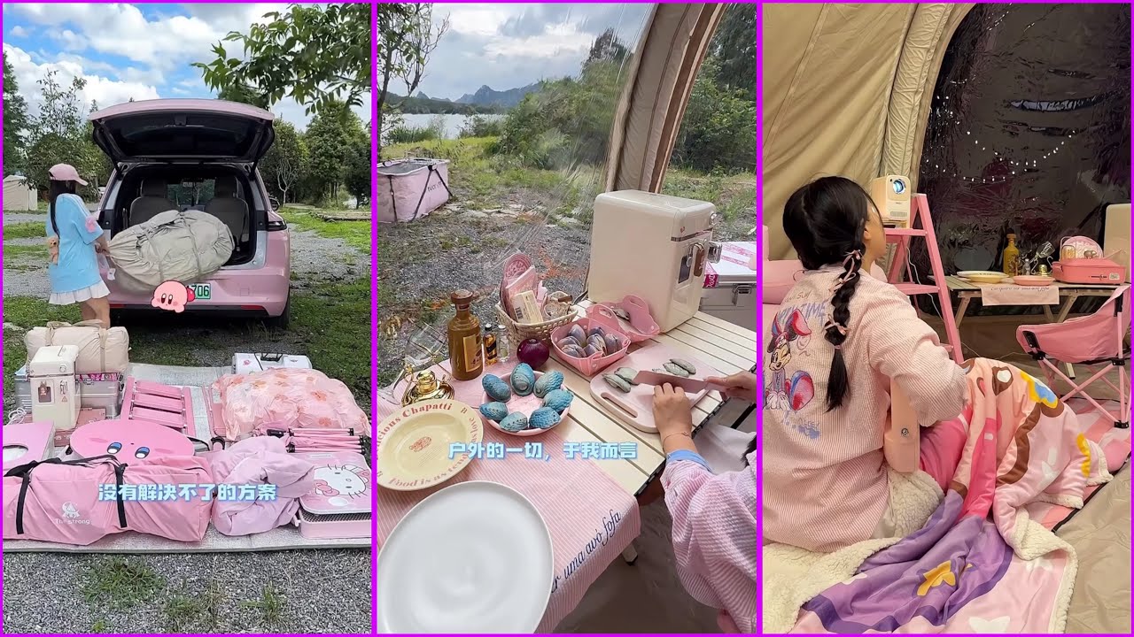 Immersive Bed-Car Camping 🎀 | Surviving 40°C Tram Adventure with Friends 🔥✨