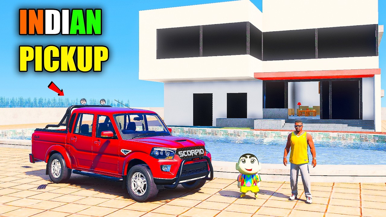 Franklin & Shinchan Buy Mahindra Scorpio S11 Pickup Car in Indian Bike Driving 3D