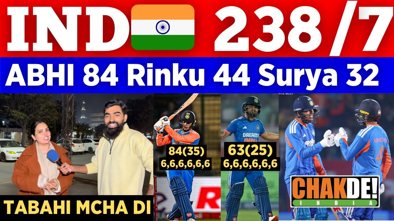 IND 🇮🇳 238/7 vs NZ 🥵 Abhishek 84 Rinku 44 Surya 32 Hardik 26 || Pak Public Reactions 