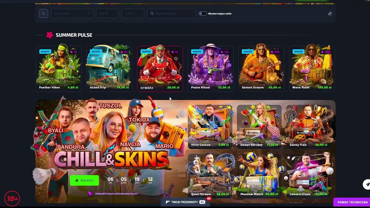testuje sprawdzam obczajam skrzynie z serii CHILL & SKINS