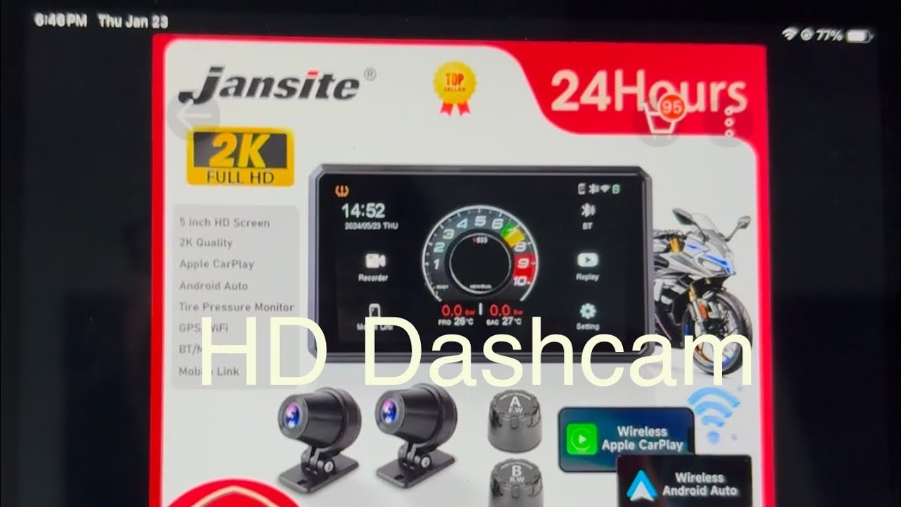Jansite Motorcycle Navigation Dashcam