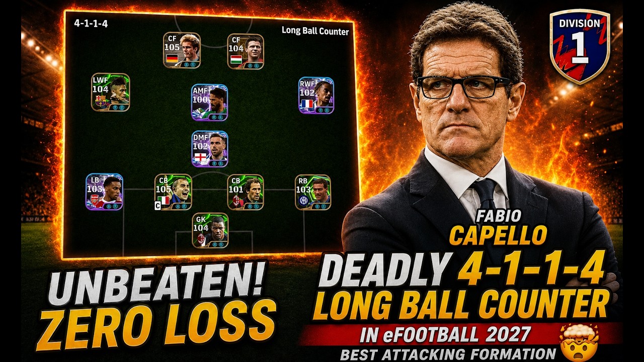 Deadly 4-1-1-4 Long Ball counter in efootball 2027 - Best attacking formation 🤯