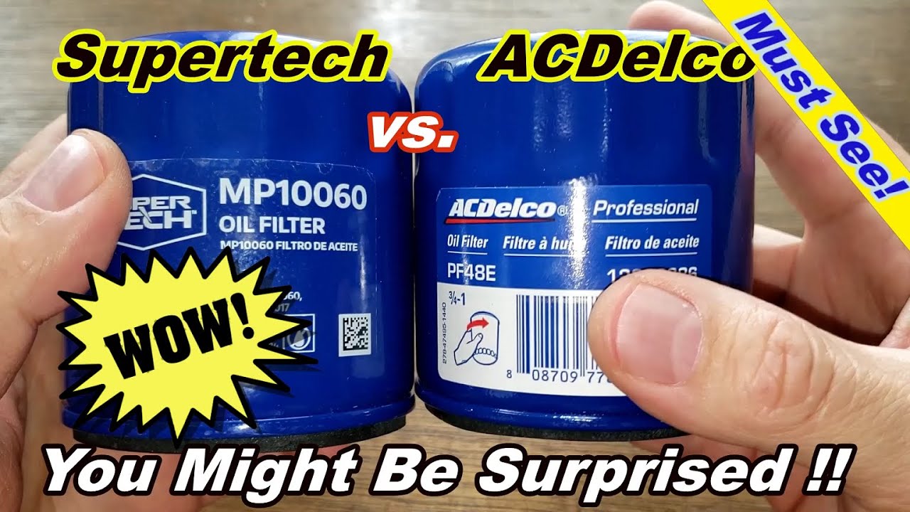 Масляный фильтр Walmart Supertech MP10060 в разрезе и масляный фильтр ACDelco PF48E в разрезе