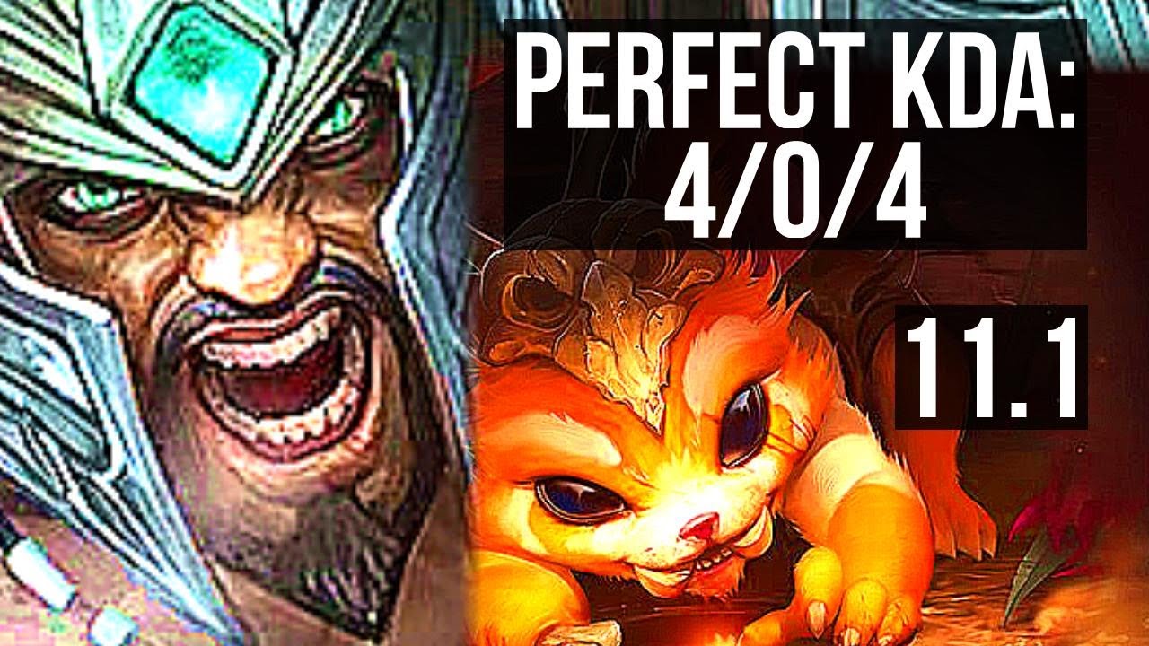 TRYNDAMERE vs GNAR (TOP) | 4/0/4, 900K mastery | JP Master | v11.1