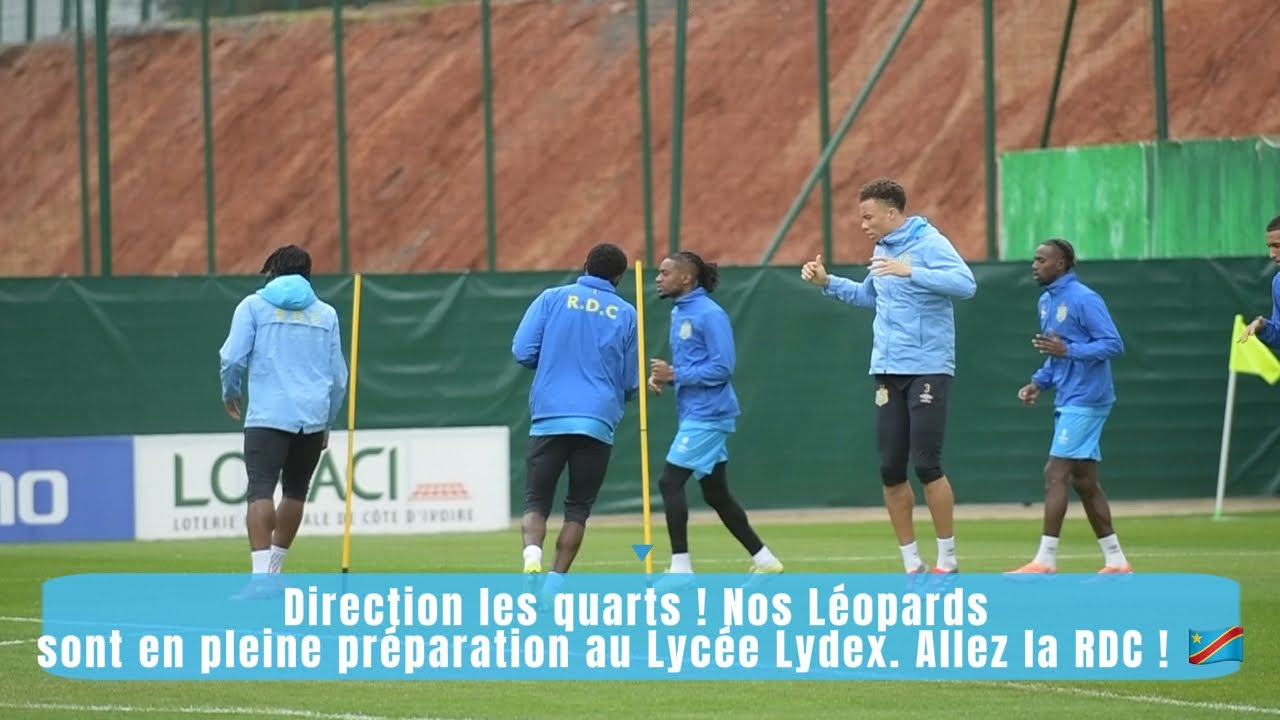 Direction les quarts ! Nos Léopards sont en pleine préparation au Lycée Lydex. Allez la RDC ! 🇨🇩