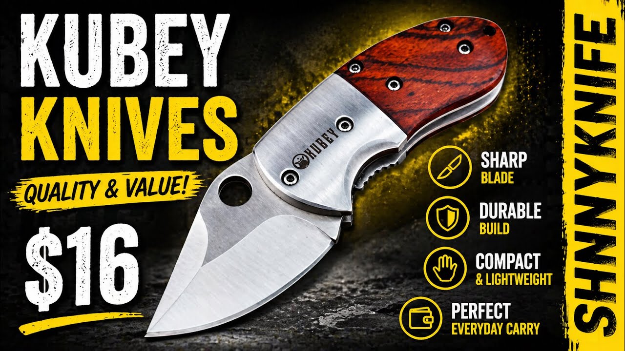 Kubey 440A Steel Mini Polished Folding Pocket Knife Rosewood Handle