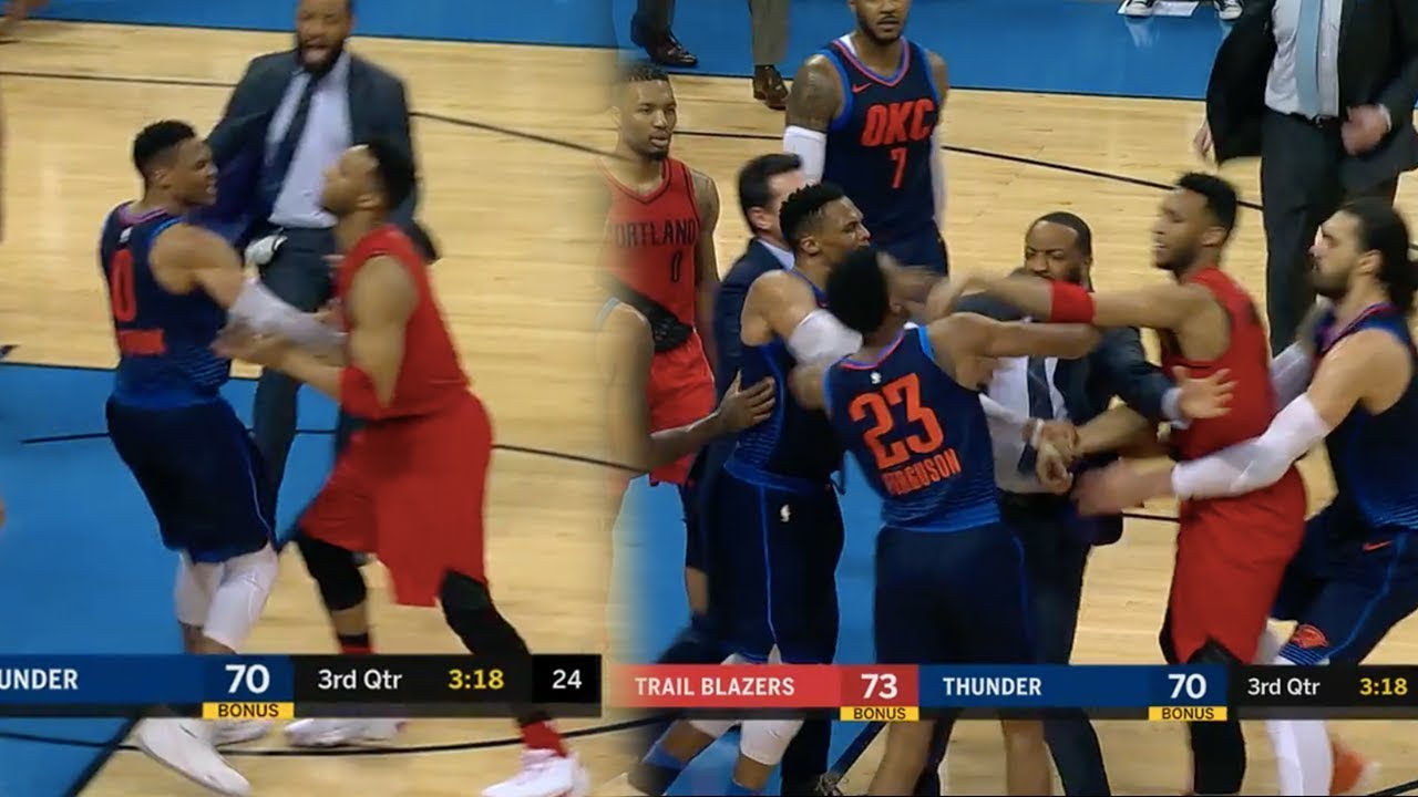 Russell Westbrook Fight!! C.J McCollum Game Winner! Thunder vs Blazers!