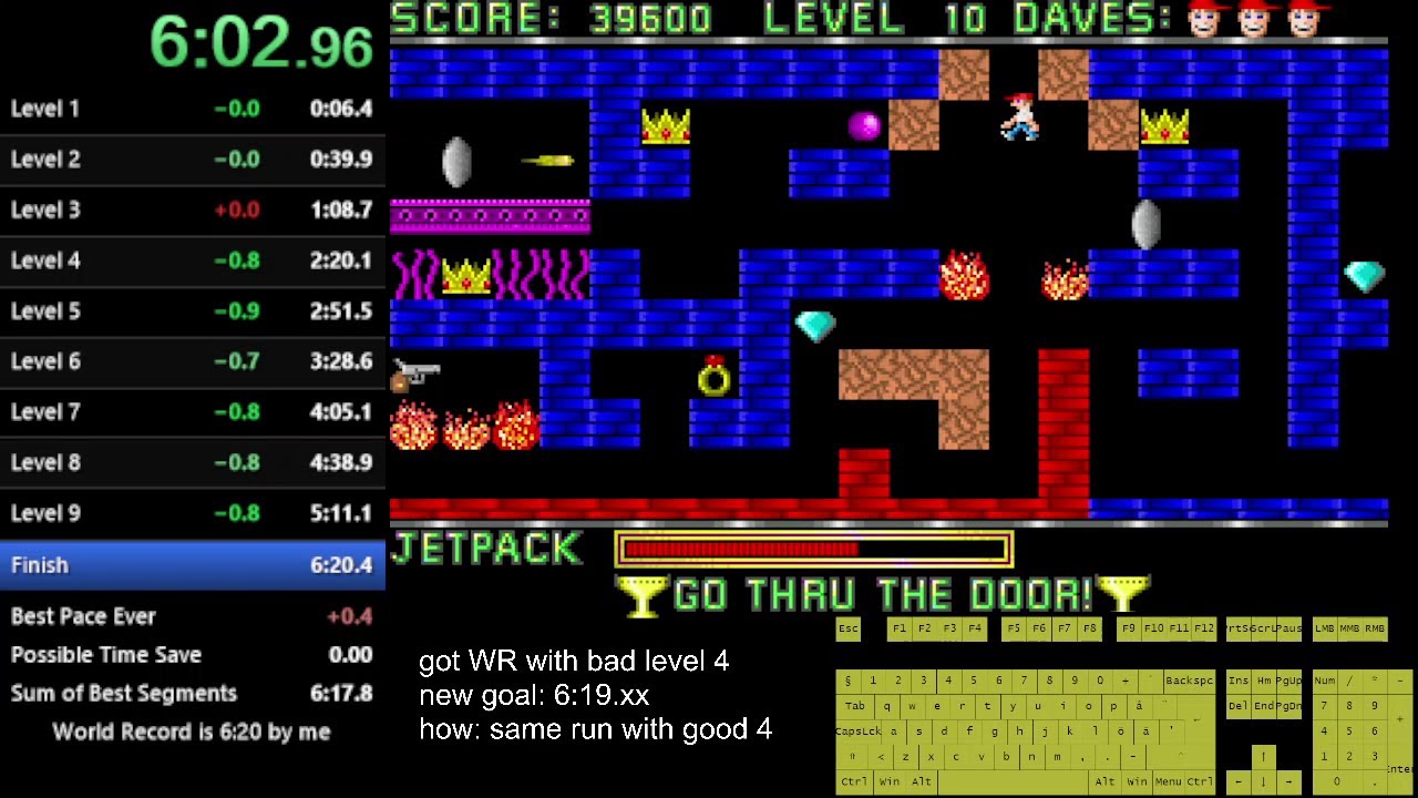 [former WR] Dangerous Dave all levels speedrun in 6:19.96