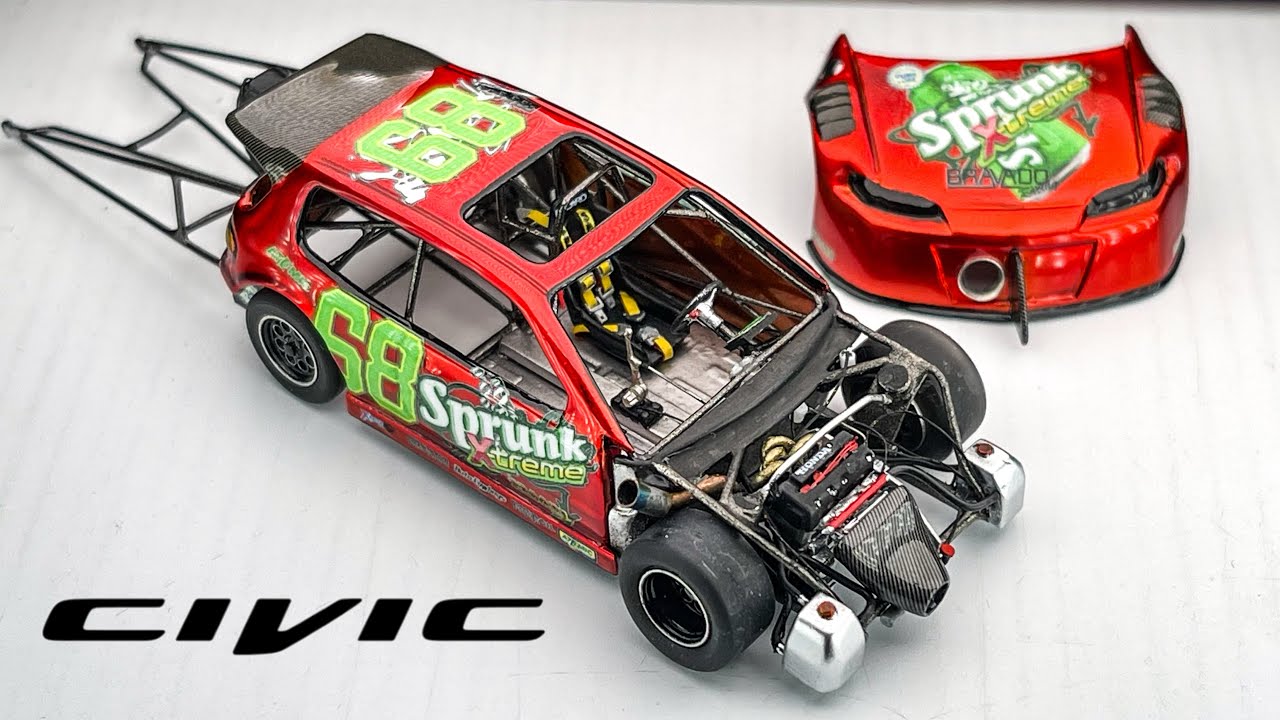 Civic EG front Drive  Drag Beast K24 engine with Sprunk GTAV livery Hot Wheels Custom
