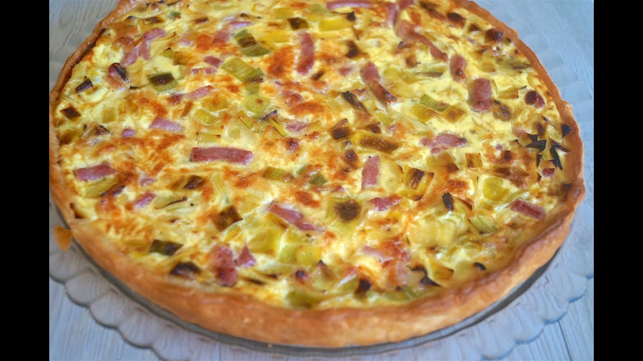 Tarte aux poireaux, lardons et fromage, super facile!