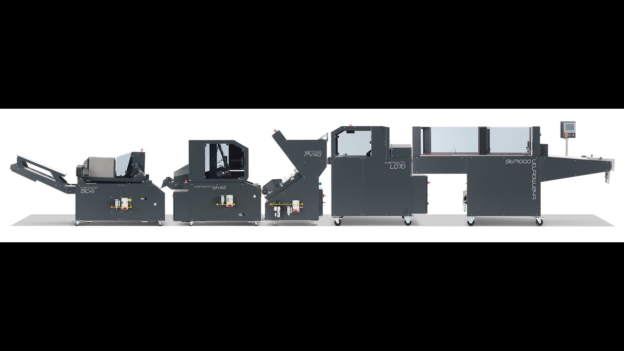 Thermotron automatic production packaging line for garments. Folding/Labeling/Bagging/Heat-Sealing