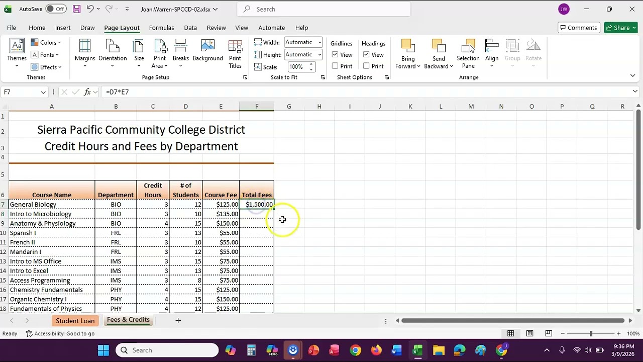 Excel Ch 2 Guided Project 2-3, Steps 7 - 12