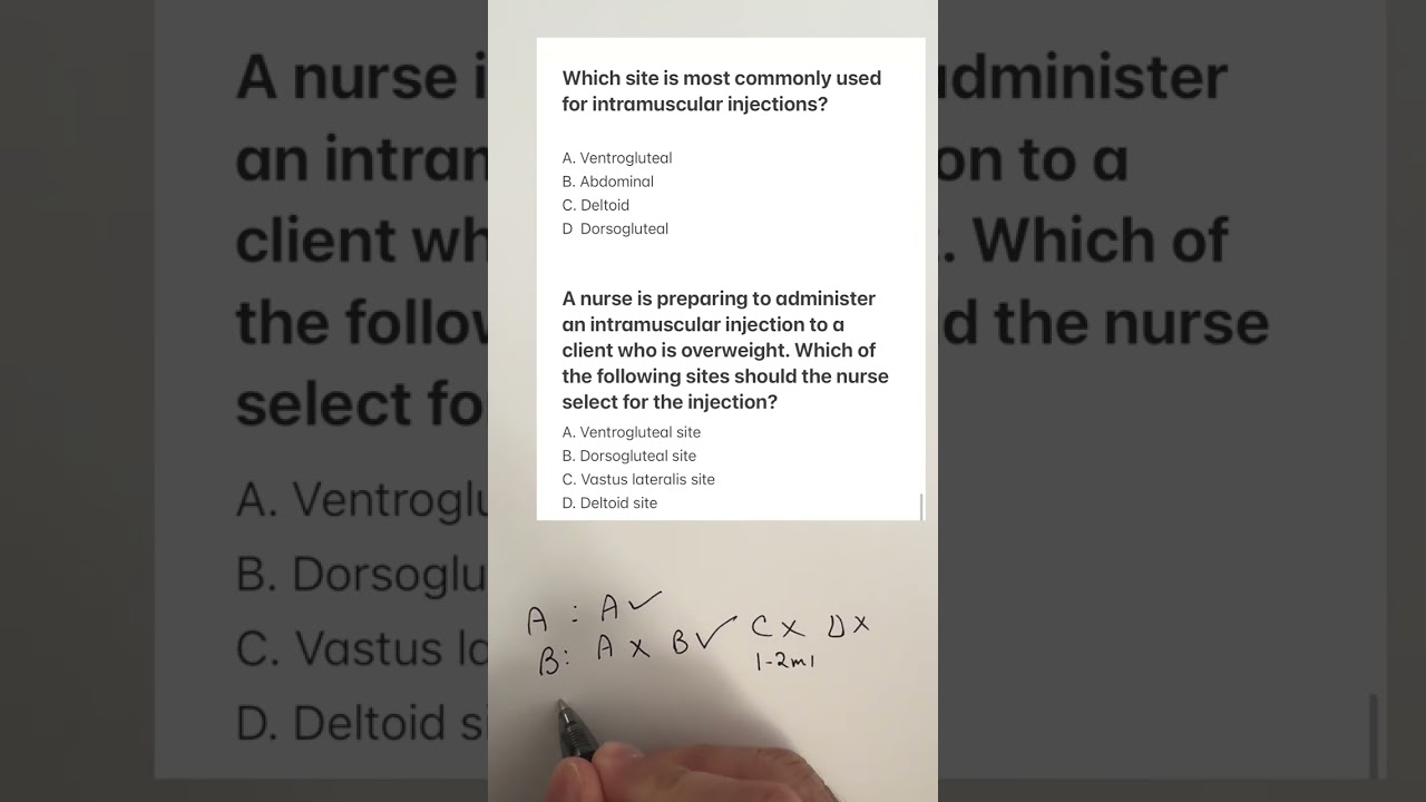 Intramuscular injection site Nclex
