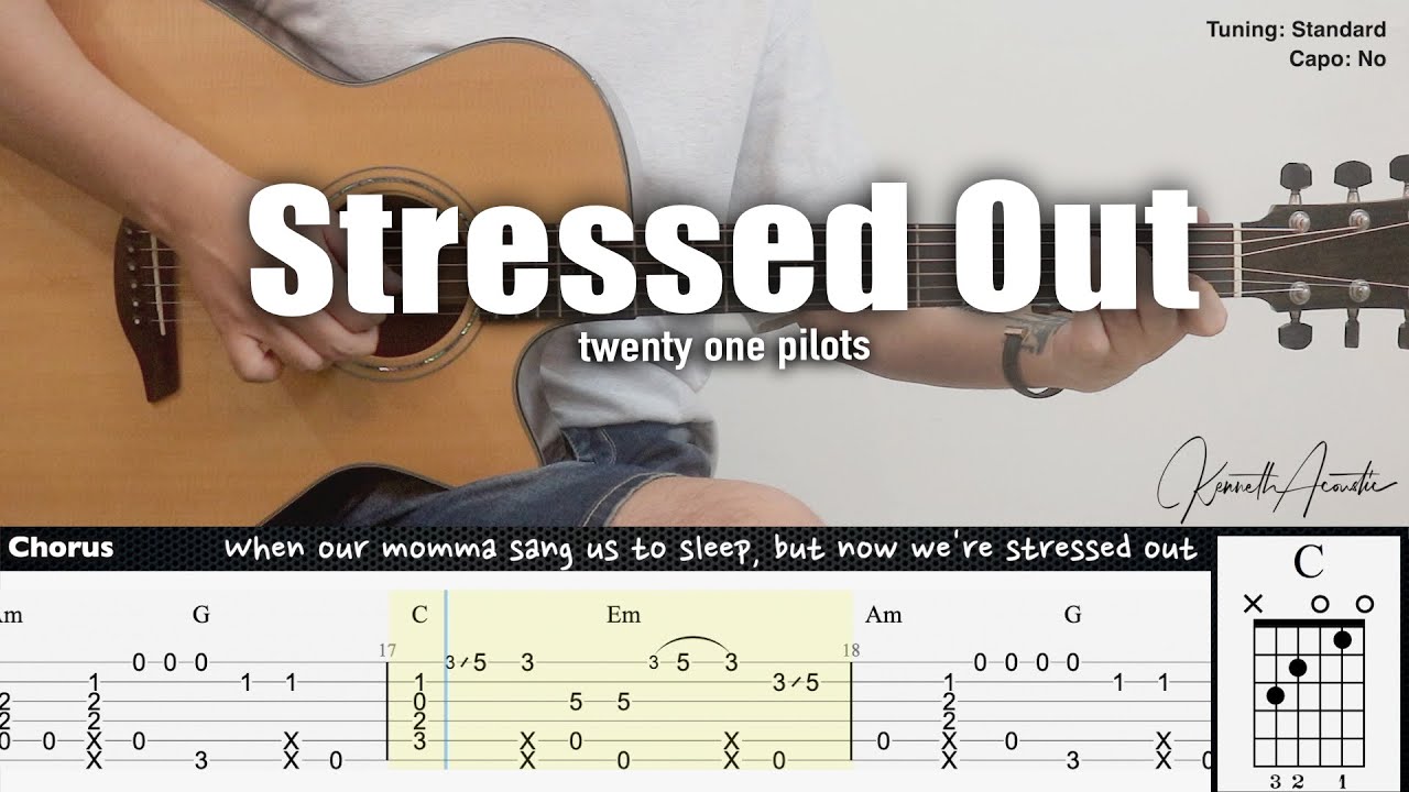 Stressed Out - twenty one pilots | Fingerstyle Guitar | TAB + Chords + Lyrics