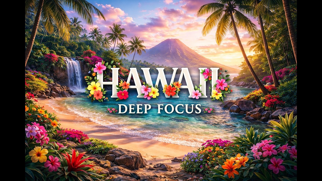 Paradise Soundscape – Hawaiian Beach at Sunset with Waves & Birdsong