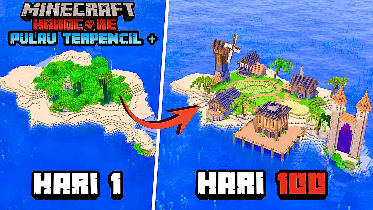 100 Hari di Minecraft Hardcore Pulau Terpencil +