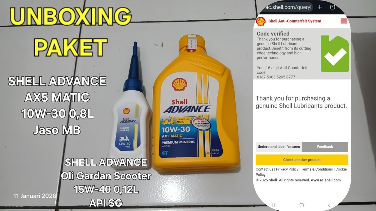 UNBOXING Paket | Oli Shell Advance AX5 Matic 10W-30 API SL JASO MB | Oli Gardan Shell 15W-40 API SG