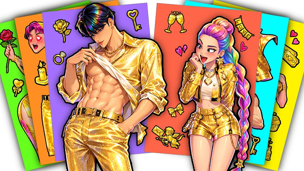 Charming Guys in Gold outfits - KPop Demon Hunters sticker - Sticker Book