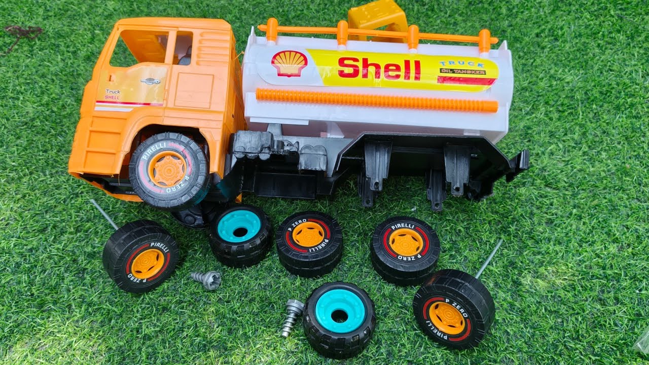 Mencari dan Merakit mainan Rusak, Truk Tangki Besar, Truk molen, Kereta api, Excavator. 