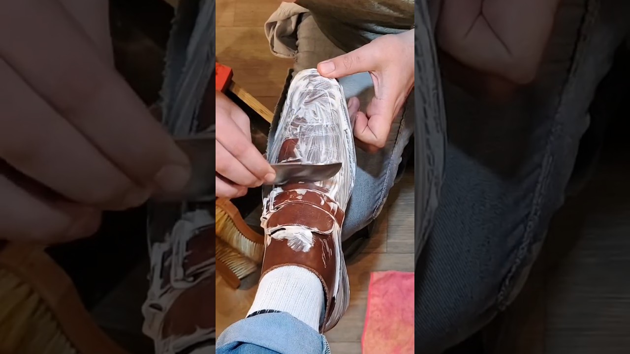 Tremendous Brigthtness Shoe Shine #restoration #shoes #asmrsounds #shoecleaning
