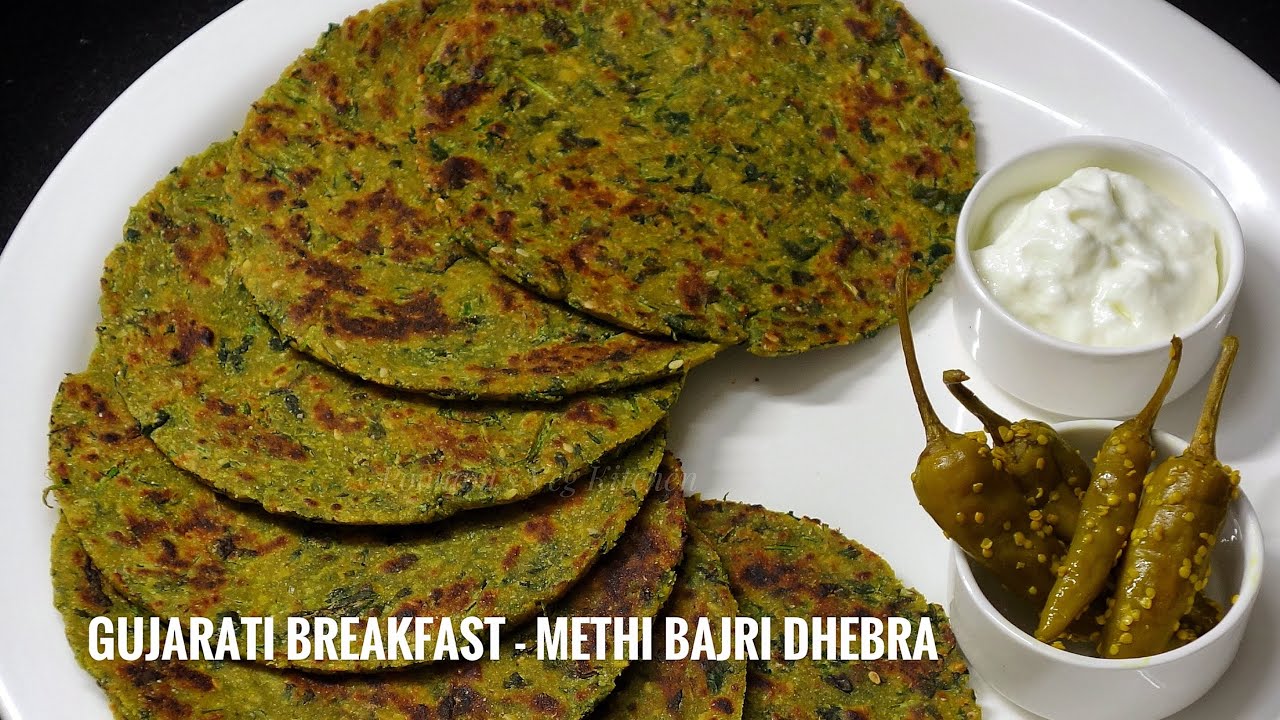 Gujarati Methi Bajri na Dhebra Recipe - Simple Gujarati Breakfast Item - Healthy Nashta/ Methi Puda