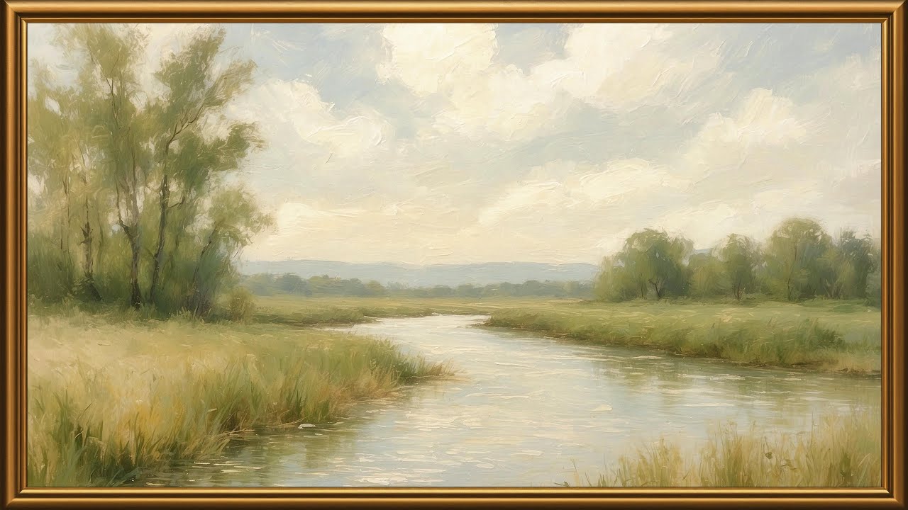 Vintage River Landscape | Serene 4K Countryside Art for Frame TV | Calm Spring Screensaver