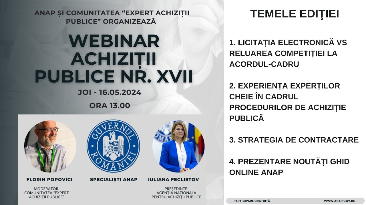 Webinar Achiziții Publice XVII - 16.05.2024