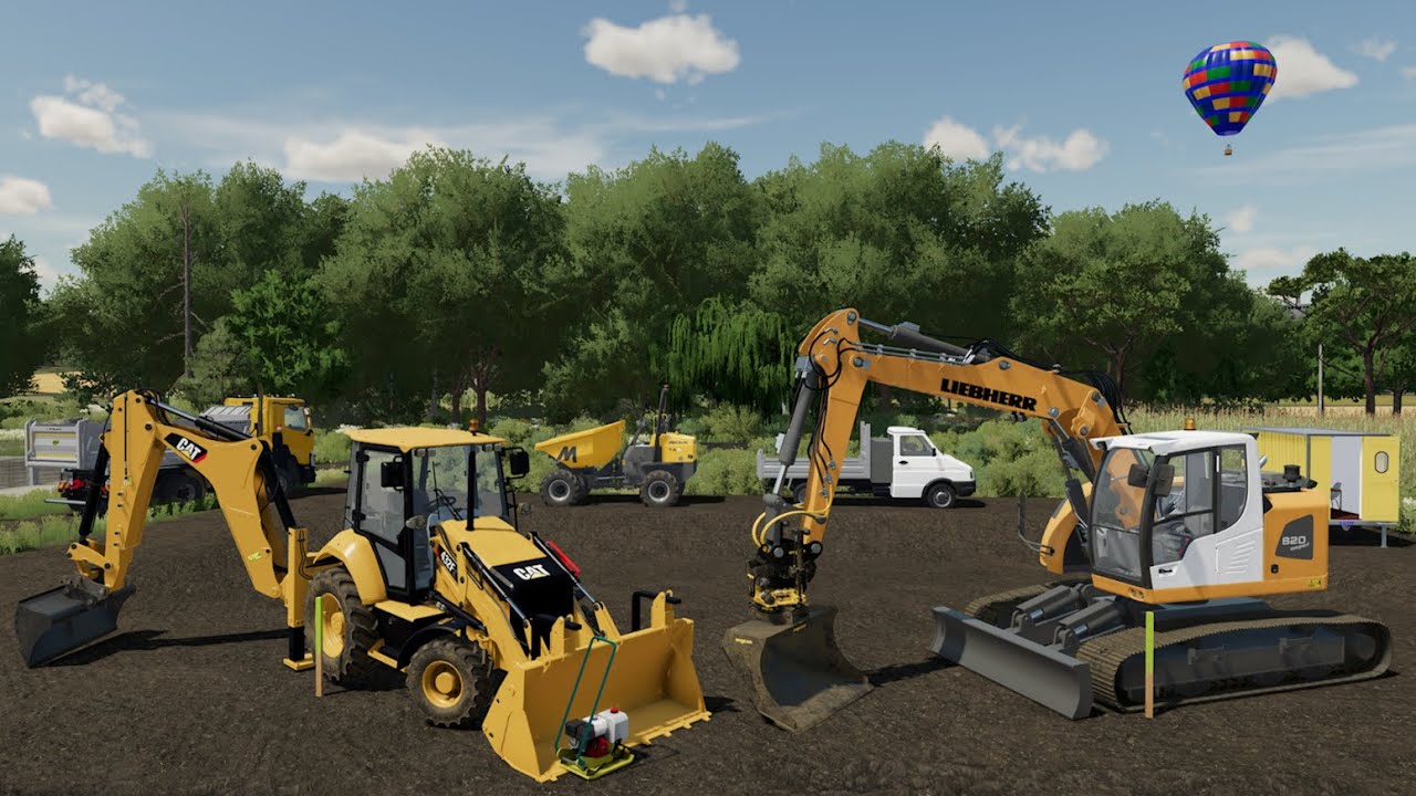 Travaux publics - Terrassement Caterpillar 432F2 & Liebherr 920 | Farming Simulator 22